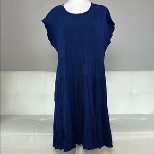 Knox Rose Navy Blue Tiered Women's Dress with Pickets - Rayon Blend